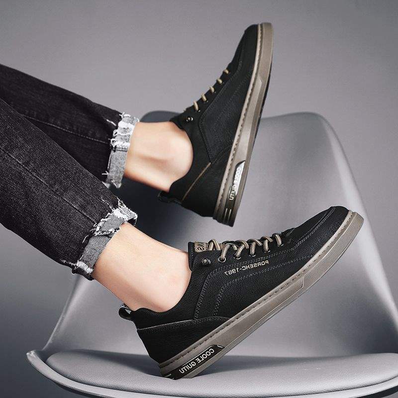 Autumn Martin boots Men's British high-top boots New mid-top leather shoes Black tooling Chelsea short boots