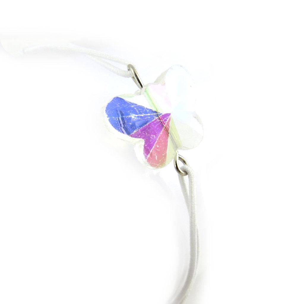 Les Trésors De Lily [N0251] - White 'Crystal' Elastic Bracelet (butterfly)