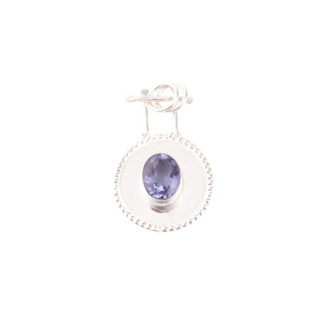 Iolite Gemstone 925 Sterling Silver Jewelry Handmade Pendant 1.4" For Wedding PP-57-6
