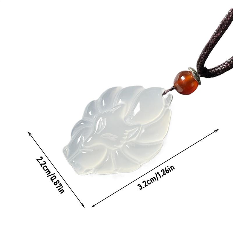 1pcs White Chalcedony Nine-tailed Fox Pendant Unisex Chinese Animal Lucky Amulet Clothing Accessories Lucky Jewelry Gift