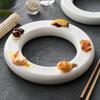 Pure White Ceramic Doughnut Dinner Plate Afternoon Tea Dim Sum Sushi Plate Dessert Snack Plate Restaurant Specialty Tableware