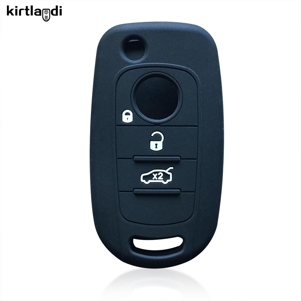 Kirtlandi Silicone Key Case For Fiat Tipo 3Button Car Key Cover For Fiat Tipo   Flip Folding Holder Keychain Accessories