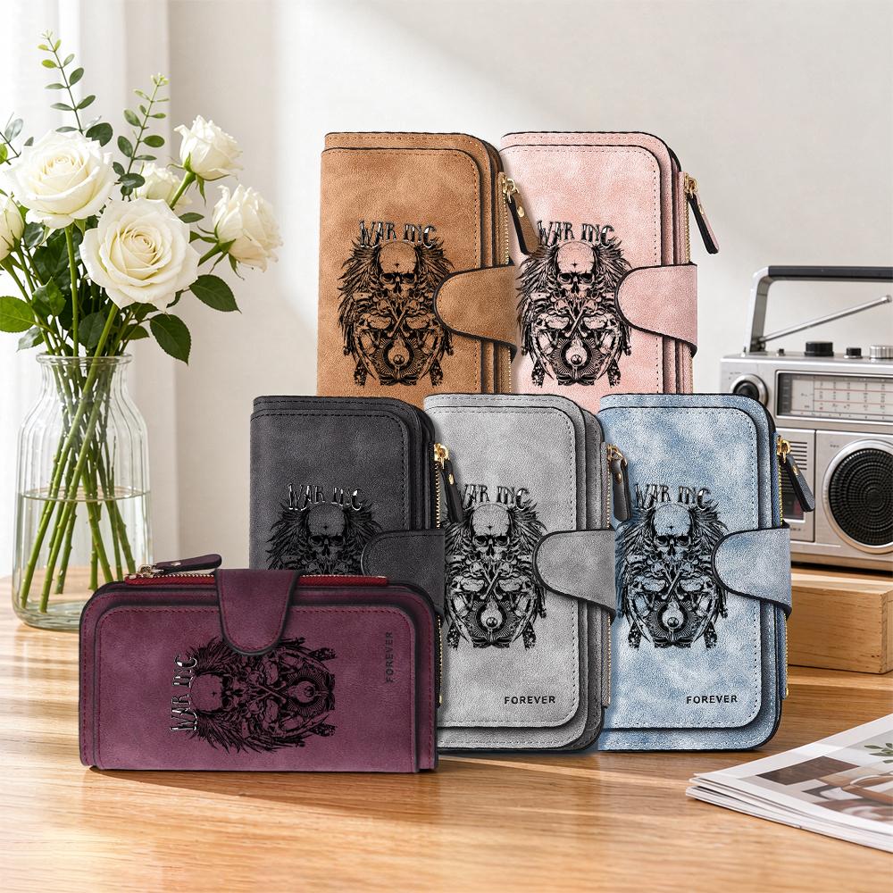 Vintage Skull Pattern Long Wallet Durable Fashion Card Holder Purse