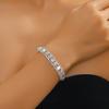 Women Bangle Faux Crystal Polished Contrast Color Alloy Symmetric Shopping Work Party Dating Wrist Bracelet Lady Jewelry