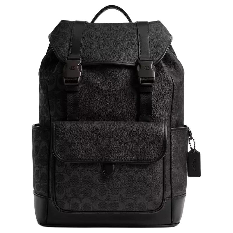 

COACH League 29 Drawstring Quick Clip Closure Calfskin Backpack Large Men s Black чорний