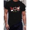 Summer Men's Casual Street Style Stretch Crew Neck T-Shirt with Christmas Prints
