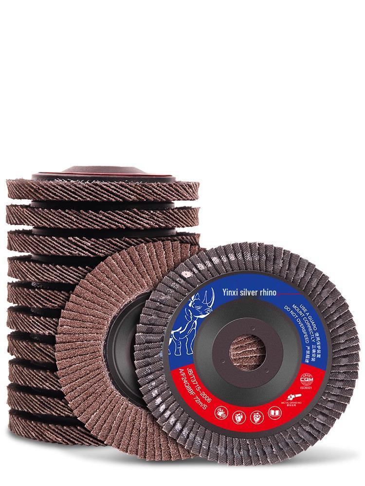 Silver Rhino Thickened Flap Disc: Stainless Steel & Metal Angle Grinder Polishing Wheel with Calcined Abrasive Cloth.