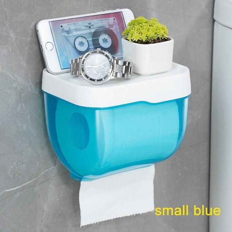 3 Colors Bathroom Toilet Paper Towel Holder Wall Mount Plastic WC Toilet Paper Holder with Storage Shelf Rack Paper Storage Box