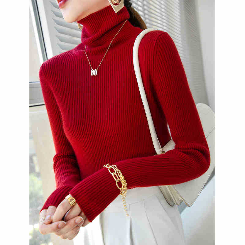 Turtleneck Sweater Women's Winter Inner Wear Autumn and Winter New Slim-fitting and Thin Solid-color Knitted Bottoming Shirt