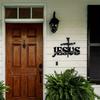 Divine Savior & Devout Hands Iron Wall Ornament - 'I Am the Way' Cross Adornment, Sturdy Metal, Ideal Christian Home Gift, Outdoor Spiritual Décor
