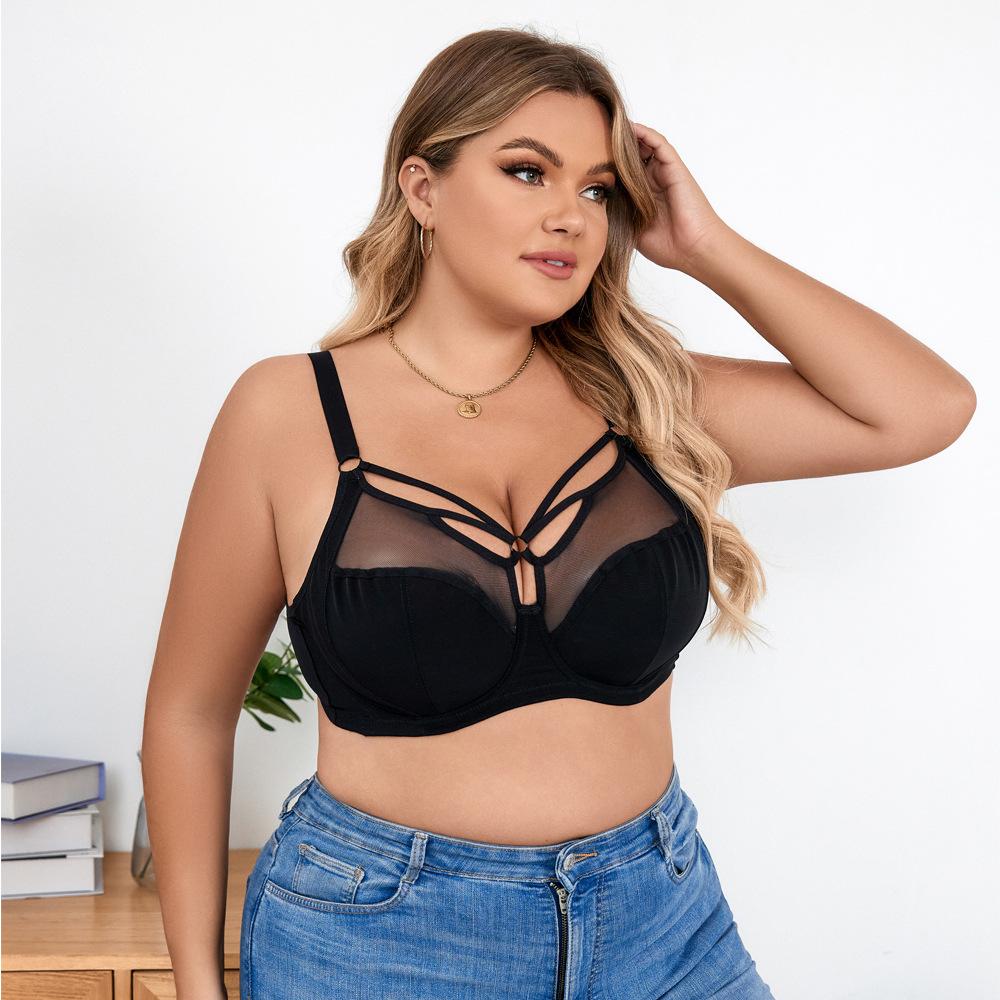 

Плюс Размер Женское Нижнее Белье Тонкий Дышащий Большой Чашки Нижнее Белье Без Подкладки Сосборенный Бюстгальтер Пуш-Ап Минимайзер Бюстгальтер На Косточках 85C чёрный