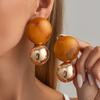 Metal Ball Splice Dangle Earrings Oversize Geometric Earrings Splice Earrings  Daily Outfit Match