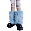 Plush Furry Leg Warmers for Women Cozy Winter Boot Toppers Thermal Warm Blue Fuzzy Foot Covers Footless Socks Gaiters