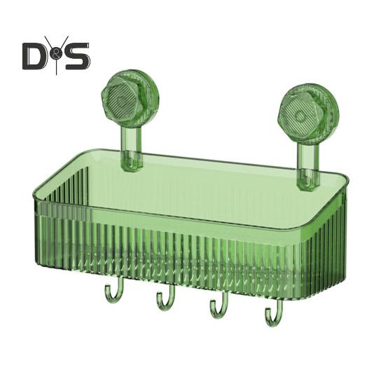 

Стеллаж для хранения на присосках, органайзер для ванной комнаты и кухни, большая вместимость, прочная несущая способность, простая в установке подвесная полка для душа L зелёный