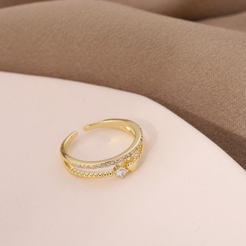 Heart Rings for Women Opening Double Layer Heart Finger Ring Men Wedding Engagement Jewelry Accessories Couple Gift