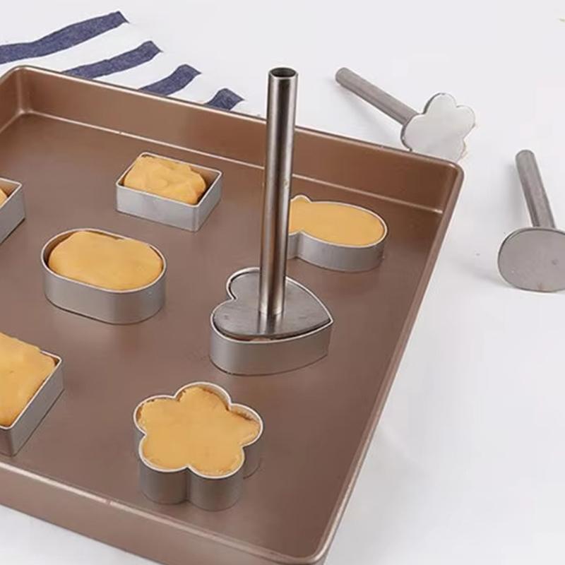 Rectangle Shape Pineapple Cake Pie Biscuit Cutter Mold Stainless Steel Pulburon Molder With Pusher Cake Decorating Tools