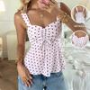 Camisola sin mangas de lunares para mujer Verano 2026 - Estilo europeo y americano fresco