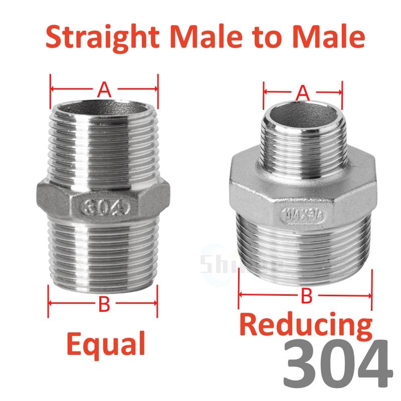 Conexão de encanamento 1/8” 1/4" 3/8" 1/2" 3/4" Aço Inoxidável 304 Rosca Macho Fêmea Redutor Adaptador de Tubo de Água Britânico