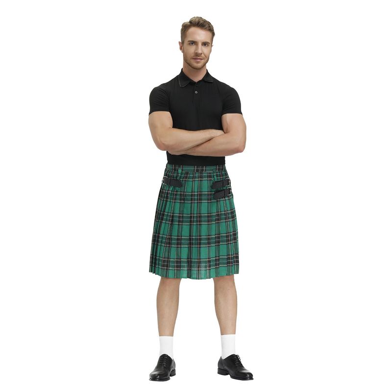 Neues Schottisches Festival-Rock Herren karierter Faltenrock Bierkleidung Außenhandel Unisex High-Waist Elastischer Halbrock für Herren