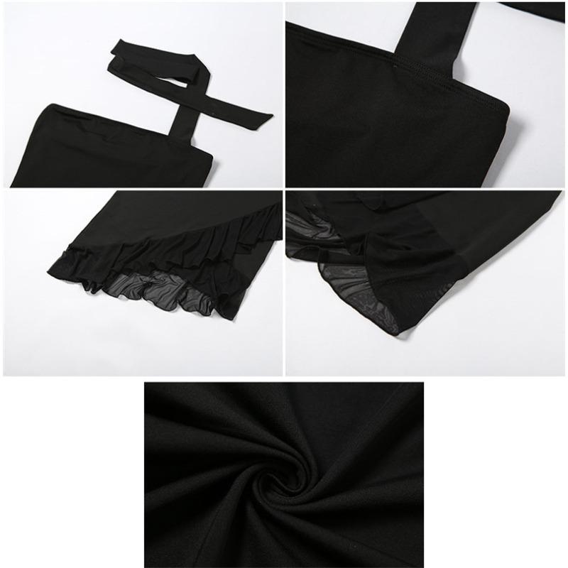 Damen Sommer Hängender Hals Sexy Eine Schulter Schlank Holz Ohrring Kleider