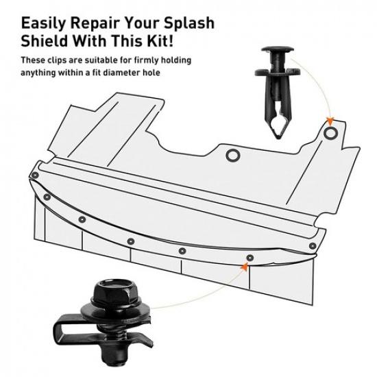 28pcs Car Shield Splash Engine Body Bolts Nut Screw Fender Bumper Clip Rivet