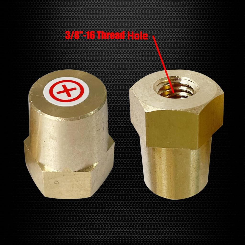 Ampper 3/8"-16 Thread Female Brass Battery Terminal Post Adapter Battery Charging Post Terminals for 3/8" Stud Extension, Pack of 4