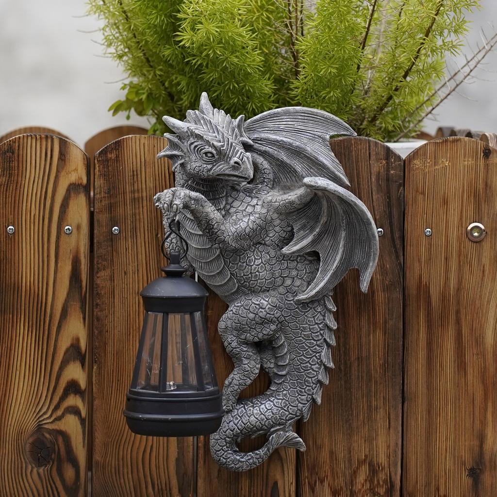 Solar , Dragon Tree Hugger -9.7-inch Resin Dragon Statue, Outdoor Garden And Courtyard Decoration, Gift