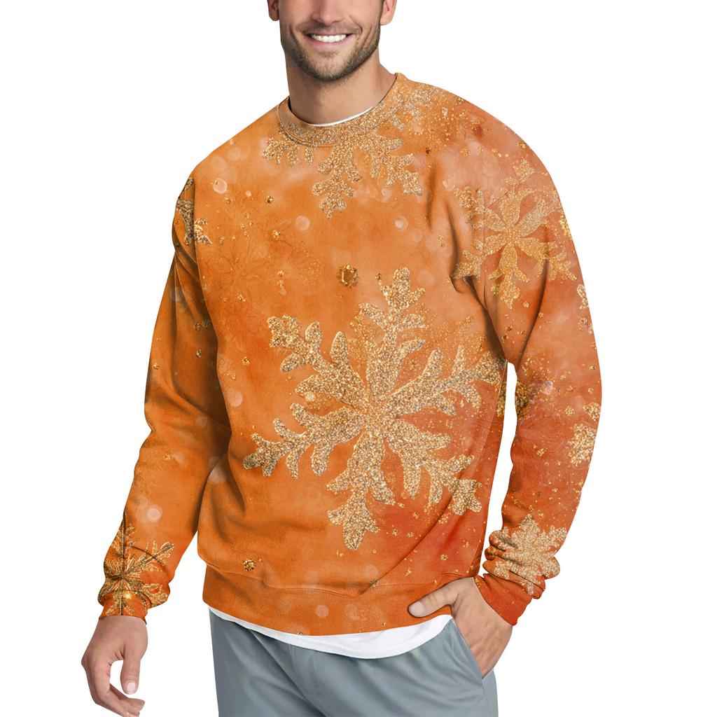 Men's Casual Fashion Printed Round Neck Pullover Sweatshirt
