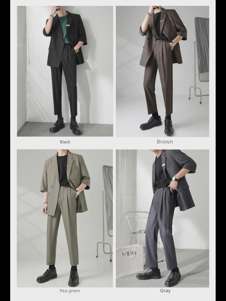 Men's Korean Style Light Casual Short-Sleeved Spring/Summer Suit