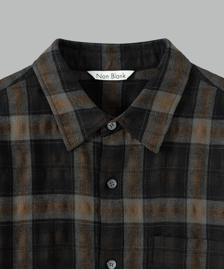 NONBLANK Bumpy Surface Check Ls Shirt_Dark Green