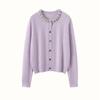 Autumn Winter Wool Knit Cardigan with Beaded Rhinestone Embellishments