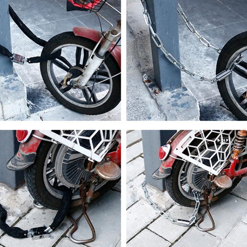 Motorcycle Chain Lock with Protective Sheath & 3 Keys, Security Padlock for Scooter, E Bike, and Bicycles Parking