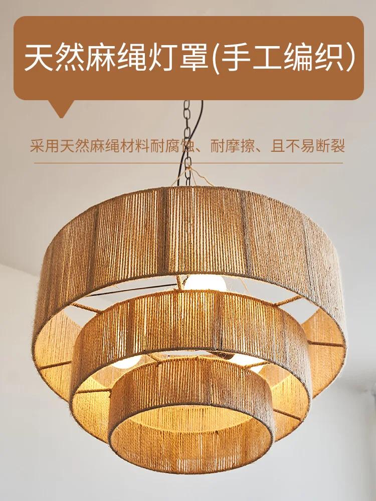 Lamp Hemp Rope Pendant Lights for Dining Room Living Room Aisle Bedroom Japanese Wall Lamp