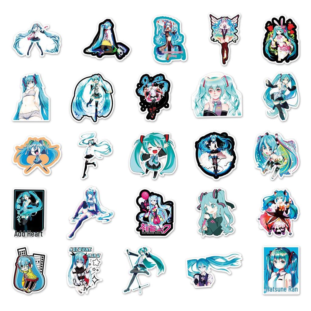 50 Hatsune Miku Graffiti Stickers for Suitcase, Laptop, Car, and Skateboard Decoration
