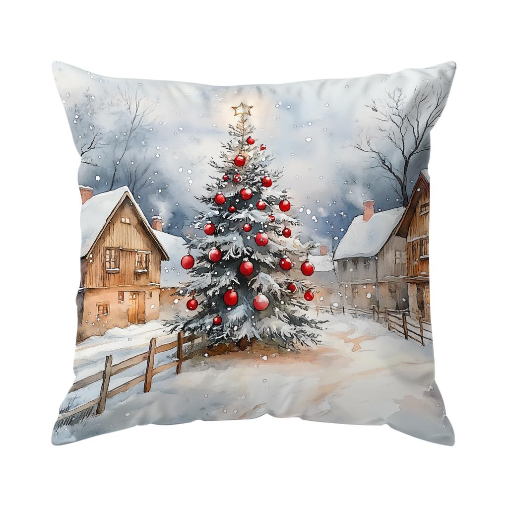 Santa Claus And Snowman Pillowcase Printed Polyester 45X45Cm Throw Pillowcover Decorative Sofa Cushion Pillowslip Home Decor