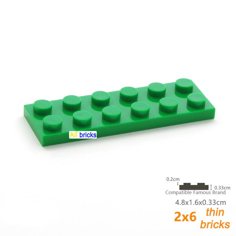 10pcs/lot DIY Blocks Building Bricks Thin 2X6 Educational Assemblage Construction Toys for Children Size Compatible With Brand