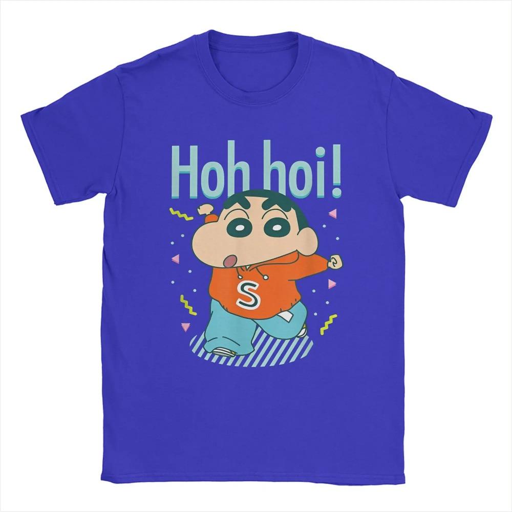 Men's T-Shirts Crayon Shin-chan Hohhoi Casual Cotton Tees Short Sleeve Funny Cute Celebration T Shirts O Neck Clothing Classic