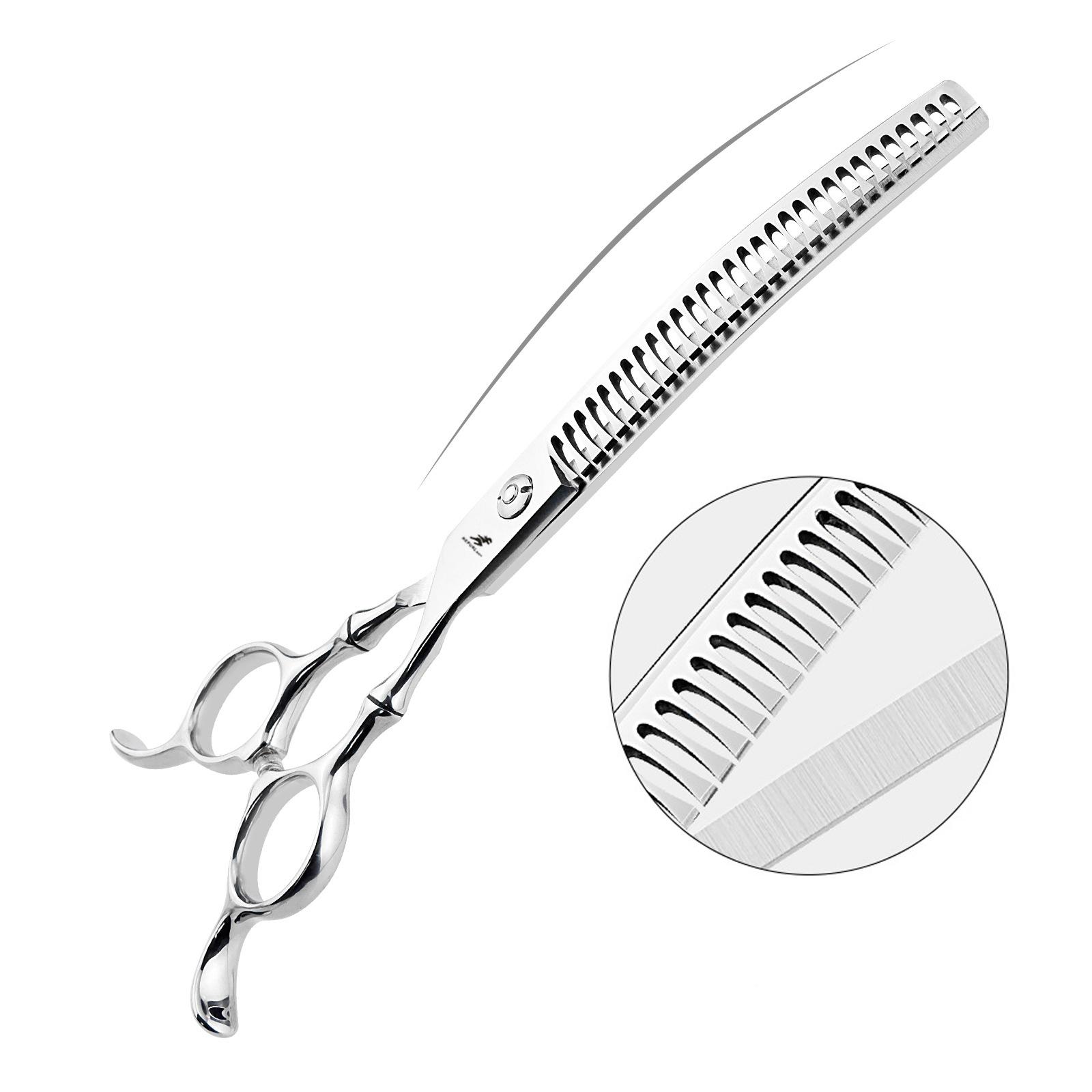 

Ножницы для стрижки собак, японские, нержавеющие, 7 8 , ножницы для домашних животных, изогнутые ножницы для собак, филировочные ножницы для грумера, сгибающиеся вниз Silver