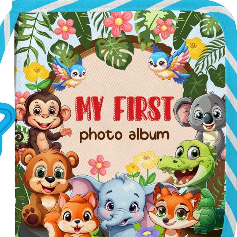 Organisateur de Scrapbook Sécurisé pour Tout-Petits, Album Photo en Tissu Oxford Multi-Compartiments pour Souvenirs de Famille