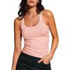 Camicette e camicie senza maniche con scollo a U, a tinta unita, casual, estive e primaverili, da donna