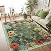 Sage Green Floral Area Rug, Washable Low Pile Carpet, Soft Non-Slip Mat for Living Room Bedroom Entryway