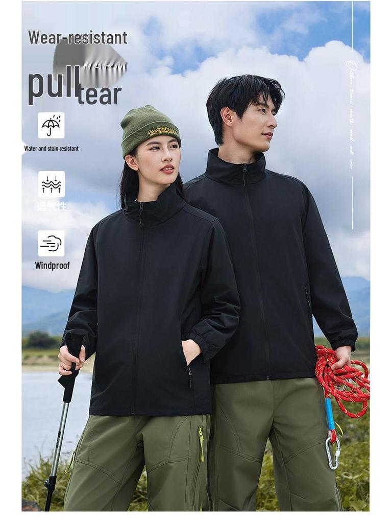 Personalized Windproof 3-in-1 Jacket: Solid Color, Custom Logo, Unisex Design, Thick Workwear