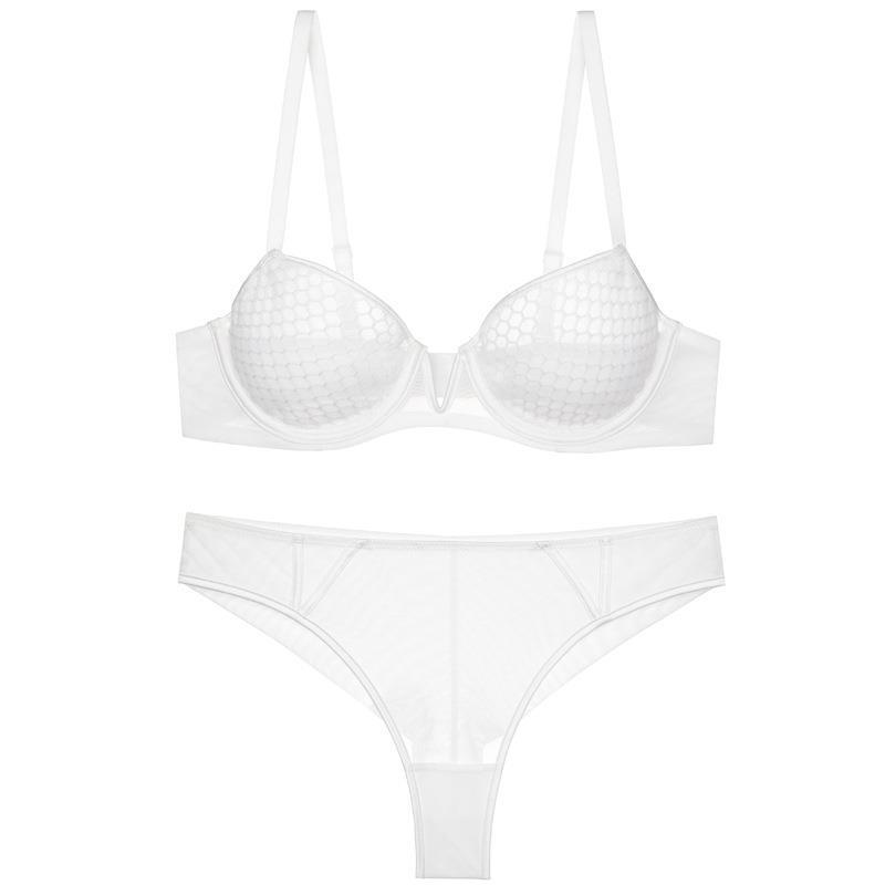 Roupa interior de renda francesa sexy padrão favo de mel ultrafina macia com aro de aço sutiã para seios grandes pequeno sutiã tamanho grande