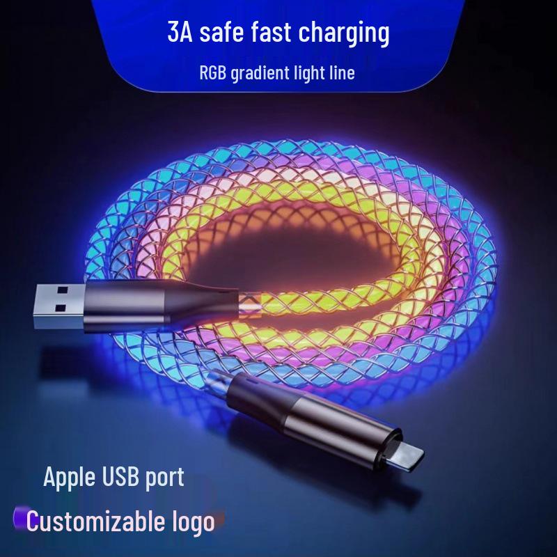 RGB 100W Fast Charging Type-C Cable for Apple and Huawei - Car Streamer Colorful Glow