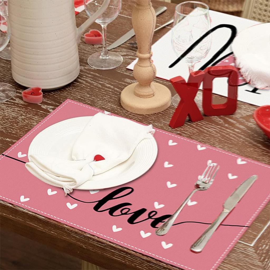Love Valentine's Day Meal Mat, Festival Party Restaurant Decoration Tablecloth, Home Kitchen Table Insulation Mat 1pc