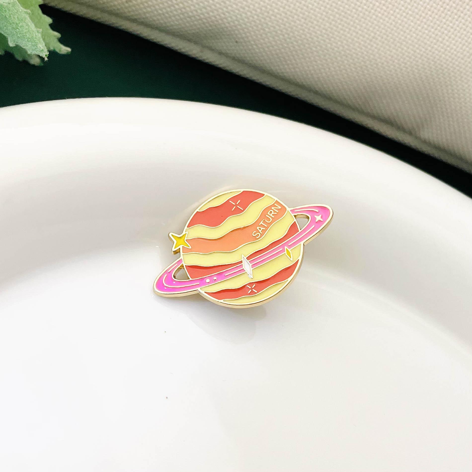 

Cartoon Eight Planets Metal Brooch - Creative Space Jewelry for Clothes & Bags