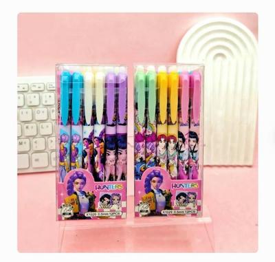 Kpop Demon Hunters 0.5mm Erasable Gel Pen - Refillable & Retractable Black Ink Friction Pen for School Office Supplies