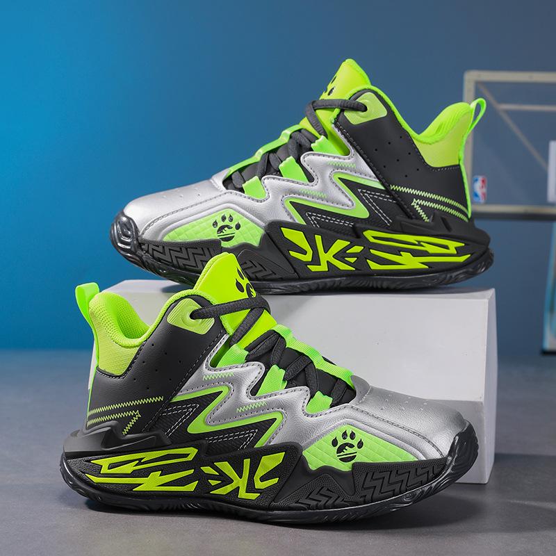 Boys' 2025 Autumn/Winter Leather Basketball Shoes - Lace-up, Medium to Large Sizes for Students.