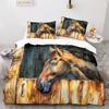 3D Horse Duvet Cover King Queen Size White Running Horses Pattern Bedding Set For Kids Teens Adults Wild Animal Soft Quilt Cover