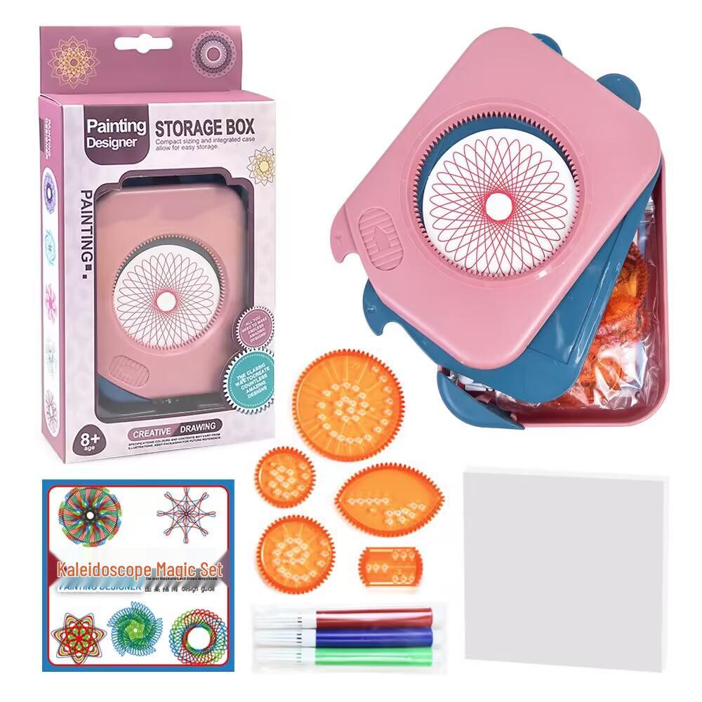 Children's Versatile Kaleidoscope Art Set: Drawing Rulers & Magic Storage